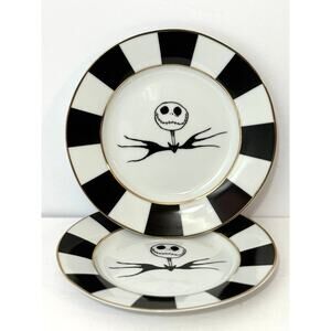 Disney Jack Skellington Plates Set of 2 Nightmare Before Christmas Halloween 8"